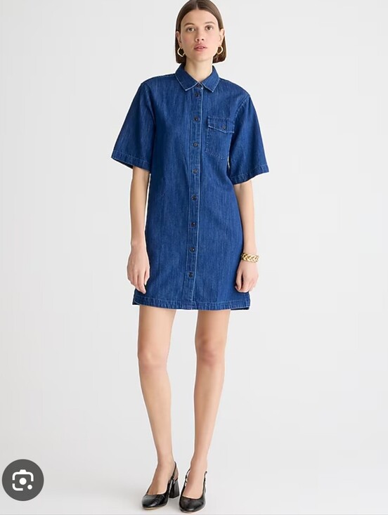J. Crew Dresses & Skirts - J. Crew Blue Short-Sleeve Chambray Mini Shirt Dress